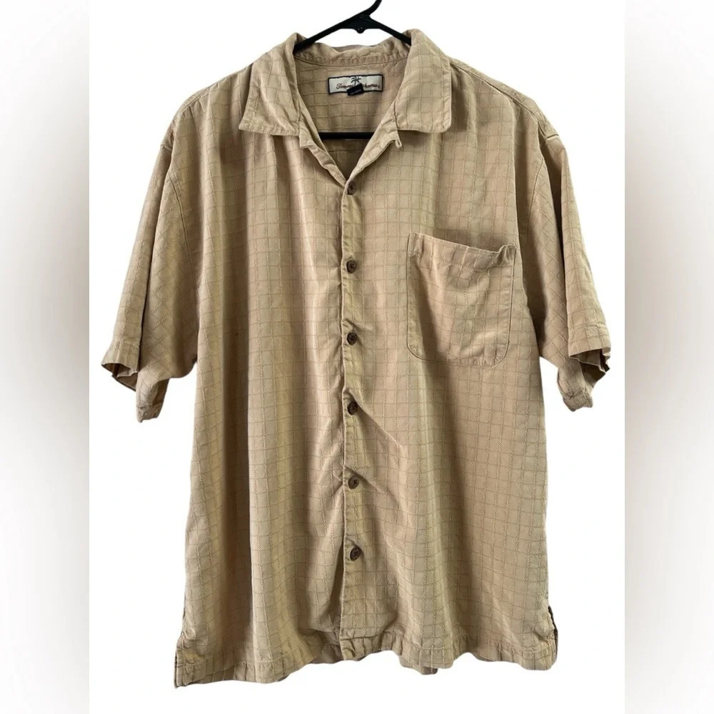 Tommy Bahama silk textured short sleeve button down casual shirt